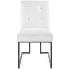 Modway - Privy Acier inoxydable noir Tissu rembourré Chaise à manger - Noir Blanc-Livré entièrement assemblé