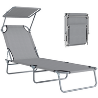 Outsunny - Chaise longue d’extérieur - chaise longue pliante réglable - gris clair-Convient pour les parcs extérieurs, jardins, terrasses, bords de piscine, vérandas, plages et plus encore