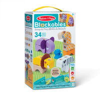 Melissa & Doug - Coffret de jeu Blockables Safari 34 pièces-Les Blockables Melissa & Doug sont des blocs de construction en bois solides, connectables, empilables et conçus pour les petites mains et les grandes imaginations. Les connecteurs spéciaux permettent aux enfants de 2 ans et plus d’assembler facilement des blocs lisses et colorés pour créer de drôles d’animaux safari, ou de combiner les pièces pour inventer leurs propres personnages et créations amusantes.