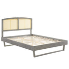 Modway - Sierra Canne et bois Lit plateforme Queen avec pieds angulaires, Gris-Cadre de lit plateforme Queen