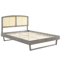 Modway - Sierra Canne et bois Lit plateforme Queen avec pieds angulaires, Gris-Cadre de lit plateforme Queen