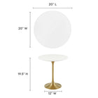 Modway - Lippa Rond de 20 po Bois Table d’appoint - Or Blanc-Plateau en MDF