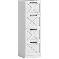 HOMCOM - Classeur 4 tiroirs pour dossiers lettre/A4 - blanc-Présente un style ferme avec des panneaux en X, rehaussant la décoration de votre bureau à domicile 
