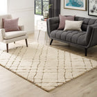Modway - Jubilant Mémor Géométrique Abstrait de Vérone Tapis de 5 pi l x 8 pi L - Crème et beige-Tissage shag de 1,18 pouce