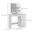 HOMCOM - Coiffeuse avec miroir - 35,4 po L x 15 po l x 54,3 po H - blanc-La surface en bois manufacturé est recouverte de mélamine, lisse et facile à nettoyer 