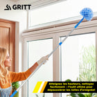 Gritt Commercial - Brosse chasse-toiles avec manche télescopique de 6 pi-Longueur ajustable de 3,5 à 6 pi sur le manche à 2 sections avec verrouillage sécurisé