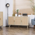 HOMCOM - Buffet boho 53,5 po L - bois naturel-Six compartiments maximisent l’espace de rangement 
