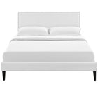 Modway - Macie Vinyle Lit à plateforme complet avec pieds carrés effilés, Blanc-Montures en quatre emplacements