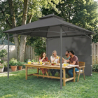 Outsunny - Pavillon de terrasse 10 pi l x 10 pi L - pavillon d’extérieur à double toit - gris foncé-Rideau avec poches de rangement pour garder les objets à portée de main