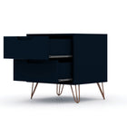 Manhattan Comfort - Rockefeller commode et table de chevet style milieu du siècle - Tatiana bleu minuit - ensemble de 2-Assemblage à domicile requis Tout le matériel inclus