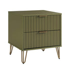 Manhattan Comfort - DUMBO 20,07" Table de nuit moderne 2 tiroirs - Vert olive - Lot de 2-17,73 po L x 20,07 po l x 21,65 po H