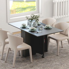 HOMCOM - Table à manger pliante à abattant 55 po avec étagères de rangement pour 4-6 - noir-Les plateaux latéraux relevables peuvent accueillir jusqu'à 6 personnes