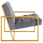 Modway - Bequest Acier inoxydable doré Performance Velvet Chaise d’accent - Gris-Revêtement en velours de performance