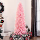 HOMCOM - Sapin de Noël artificiel 6' forme crayon - décoration de fête - rose-Doté 618 branches ignifuges en PVC roses, créant une apparence dense en forme d'arbre, réaliste et offrent suffisamment d'espace pour les autres décorations 