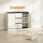 HOMCOM - Bahut buffet 39,4 po L avec portes à fermeture douce - grain de bois blanc-Le design bicolore avec des bords biseautés crée une surface sans poignées et une apparence moderne 