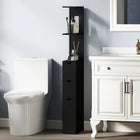 HOMCOM - Armoire de salle de bain étroite avec tiroir et étagères ouvertes - noir-Offre un grand espace de rangement avec style   