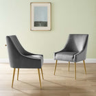 Modway - Discern Velours Performance Rembourré Chaise à manger Ensemble de 2 - Gris-Sellerie en velours en polyester