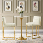 Modway - Privy Acier inoxydable doré Performance Velvet Tabouret de bar - Ivoire d’or - Ensemble de 2-Tissu polyester doux pour tissu