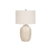 Monarch Specialties - Luminaire - 26 po H Lampe De Table - Crème Céramique - Abat-Jour Ivoire / Crème - Contemporain-Apportez chaleur et luminosité à votre maison avec cette élégante lampe de table contemporaine de 26 pouces d'hauteur en forme de pot de gingembre, en céramique émaillée crème texturée, surmontée d'un abat-jour en lin ivoire et d'un embout argenté