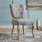 Modway - Array Vintage français rembourré Fauteuil d’appoint de salle à manger - Gris clair-Dossier de siège touffé à boutons