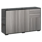 HOMCOM - Buffet latéral haute brillance 46,1 po L avec 2 tiroirs - gris et noir-Idéal pour ranger la vaisselle, les verres, les tasses, les livres et plus encore 