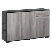 HOMCOM - Buffet latéral haute brillance 46,1 po L avec 2 tiroirs - gris et noir-Idéal pour ranger la vaisselle, les verres, les tasses, les livres et plus encore 