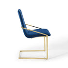 Modway - Pitch Performance Velvet Fauteuil à manger - Marine d’or-Capsules de pied non marquées