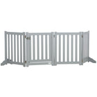 PawHut - Barrière pour chien pliable à 4 panneaux avec porte - gris-Fabriqué en MDF, portillon robuste 