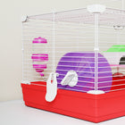 PawHut - Cage pour Hamster 18,5'' L avec Roue d'Exercice, Bouteille d'Eau et Bols - Rouge-Couleur : Rouge et blanc