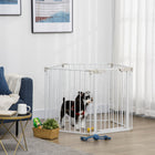 PawHut - Parc pour chiens d’intérieur pour petits et moyens chiens avec porte - blanc-Peut être utilisé comme parc pour animaux, barrière de sécurité et séparateur de pièce, etc. 