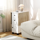 HOMCOM - Table à manger pliante à roulettes avec abattants, tiroirs et armoire de rangement pour 4-6 personnes - blanc et chêne-Fabriqué en panneau de particules solide, il offre une structure rigide 