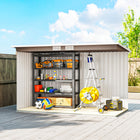 Abri de jardin Outsunny 9' x 4' - Gris clair-Portes doubles coulissantes et verrouillables pour un accès pratique  
