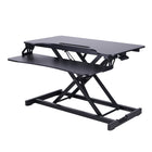Rocelco - S'asseoir pour se tenir debout surélevé de bureau à hauteur réglable avec plateau à clavier à dégagement rapide - noir-Réhausseur de bureau réglable à haute levée