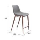 Zuo - Magnus Tabouret de comptoir - Slate Gris/Noyer - Ensemble de 2-8
