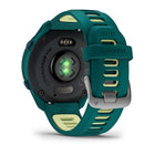 Garmin - Forerunner 170 Music - Vert sarcelle avec bracelet vert sarcelle/citron-Les fonctions pour les déplacements vous permettent de télécharger vos listes de lecture Spotify, Amazon Music ou Deezer directement sur votre montre pour une écoute sans téléphone (un abonnement peut être requis) et d'effectuer des paiements sans contact depuis votre poignet avec Garmin Pay