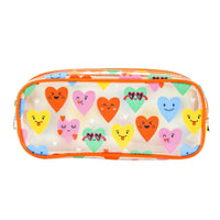 Hilroy - Étui à crayons Cœurs rétro - transparent-Un compartiment principal à fermeture éclair