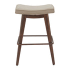 Zuo - Divat Tabouret de comptoir - Beige/Noyer - Ensemble de 2-Tissu en faux cuir doux et durable