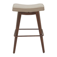 Zuo - Divat Tabouret de comptoir - Beige/Noyer - Ensemble de 2-Tissu en faux cuir doux et durable
