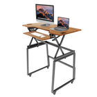 Rocelco - Ensemble de rehausse de bureau de luxe à hauteur ajustable de 46" et support au sol - Teck / Noir-9