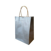 Wamaco - Sacs de magasinage Kraft couleur, 8 x 4,75 x 10,5 (po), argent, paquet de 100-Sacs de magasinage Kraft couleur