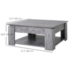HOMCOM - Table basse moderne à 2 niveaux avec étagère - aspect bois-Parfait comme table basse, espace de rangement supplémentaire ou petit meuble TV (jusqu’à 132 lb)