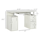 HOMCOM - Bureau d'ordinateur avec plateau clavier et tiroirs de rangement - 47,2 po L x 21,7 po l x 29,5 po H - blanc-Armoire avec trou pour câble à l’arrière afin de garder les câbles organisés 