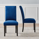 Modway - Parcel Performance Velvet Fauteuils d’accompagnement à manger Ensemble de 2 - Marine-Rubberwood Legs
