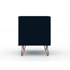 Manhattan Comfort - Table de nuit Rockefeller 51 cm style mi-siècle moderne à 2 tiroirs - Tatiana bleu minuit-17,62 po L x 20,08 po l x 21,65 po H