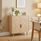 HOMCOM - Buffet de style ferme 30 po avec tiroir et étagère de rangement - chêne-Un large tiroir et une armoire avec une étagère réglable sur 3 niveaux offrent un rangement flexible