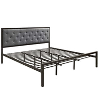Modway - Mia Tissu Lit King, Brun Gris-Cadre de lit à plateforme avec tête de lit