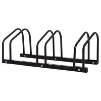 HOMCOM - Support de stationnement au sol pour 3 vélos, utilisation intérieure et extérieure - noir-Fabriqué en acier robuste pour une durabilité à long terme
