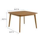 Modway - Vienna 46 po Carré Terrasse extérieure Bois de teck Table à manger, Naturel-Bois de teck