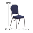 Chaise de banquet HERCULES empilable, dossier couronne, tissu bleu marine, siège épais 2,5 po, cadre argenté (FD-C01-S-2-GG)-Coussin de siège épais de 2,5 pouces
