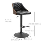 HOMCOM - Tabourets de bar pivotants à hauteur de comptoir réglable avec repose-pieds - noir - paquet de 2-Repose-pieds inférieur empêchant les jambes de pendre   
